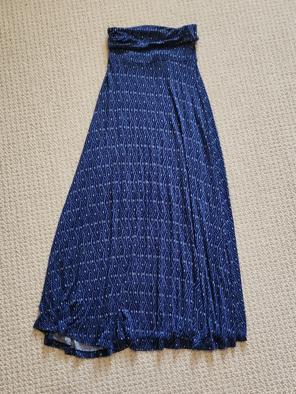 Mudd Navy Blue Diamond-Pattern Maxi Skirt
